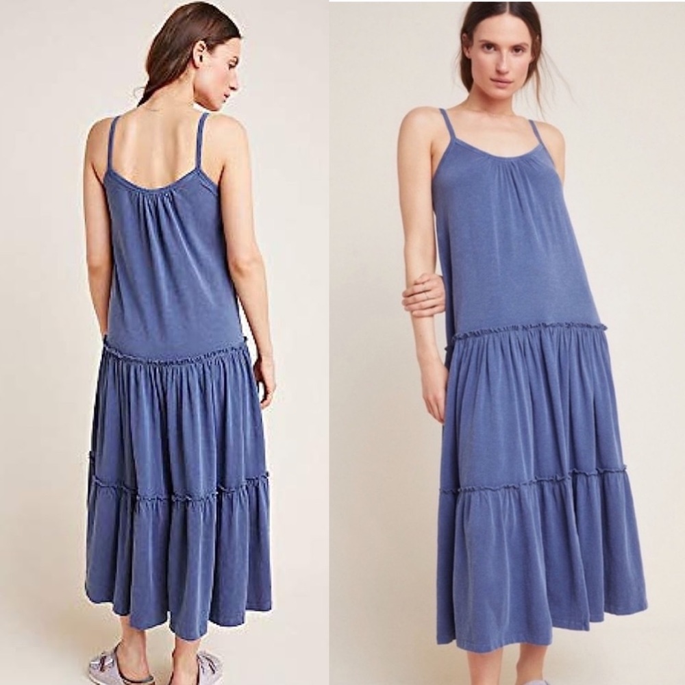 Sundry blue tiered midi dress Sz Small